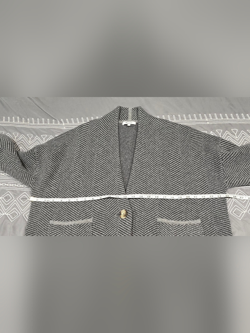 Madewell Herringbone Cropped Sweater Jacket Size Large - Picture 4 of 5